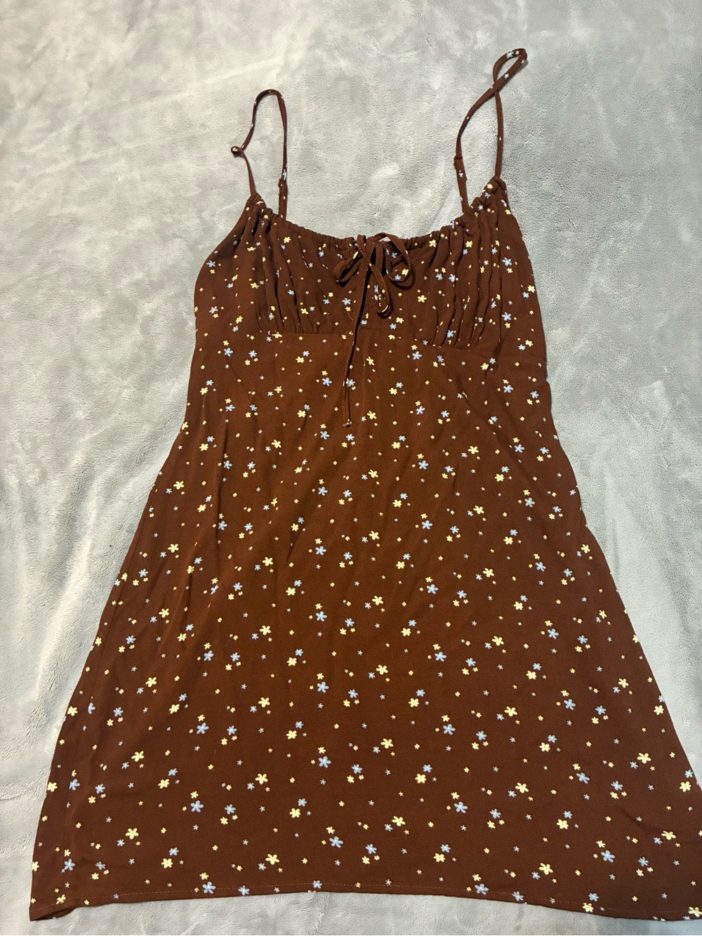 La Hearts Brown Floral Tie-Front Cami Dress Top